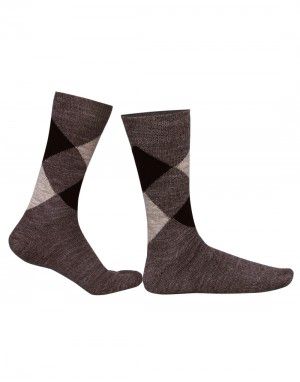 Pure Wool Socks Diamond Brown