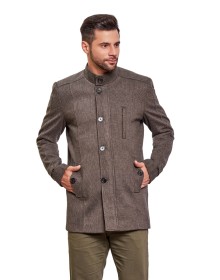 Men Regular Length Coat Olive Color