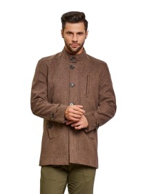 Men Regular Length Coat Walnut Color
