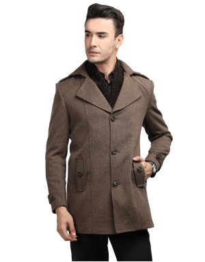 Men regular length Coat Cinnamon Color