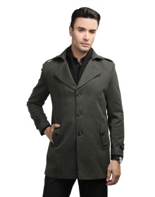 Men regular length Coat Olive Color