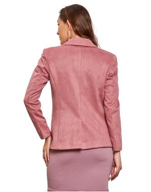 Women Basic Swede blazer Coat Pink Color