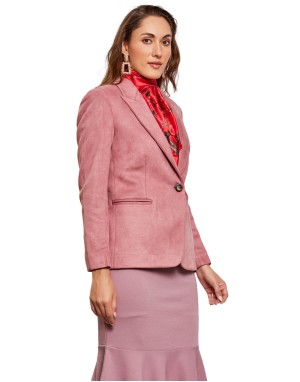 Women Basic Swede blazer Coat Pink Color