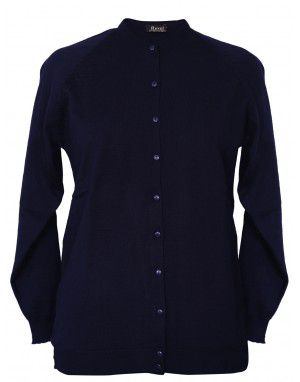 Womens Pure wool  Light weight Sweater Full Button Navy